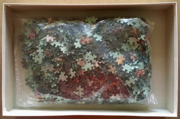 Image of the puzzle 1500, F.X. Schmid, Flower Piece with Parrot, by Jakob Bogdani, Sealed Bag, Picture of the bag