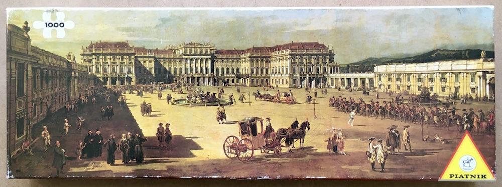 1000, Piatnik, Schönbrunn Palace, by Bernardo Belotto, Complete, Listed by Jorge Image of the puzzle 1000, Piatnik, Schönbrunn Palace, by Bernardo Belotto, Complete, Picture of the box