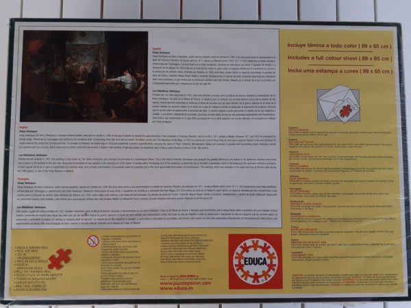 Image of the puzzle 10000, Educa, Las Hilanderas, by Diego Velázquez, Factory Sealed, Picture of the back