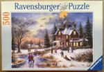 Image of the puzzle 500, Ravensburger, Winter Landscape, by Dennis Lewan, Complete, Picture of the box