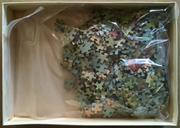 Image of the puzzle 500, JB, What does the Cat think?, by Cornelis Jetses, Complete, Picture of the bag