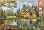 Image of the puzzle 2000, Educa, Lake View Cottage, by Dominic Davison, Complete, Picture of the box