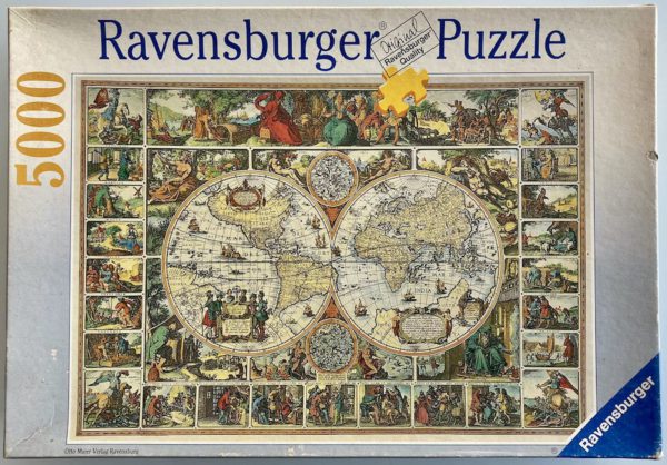 Image of the puzzle 5000, Ravensburger, Historical Map of the World, by Visscher, Factory Sealed, Picture of the box