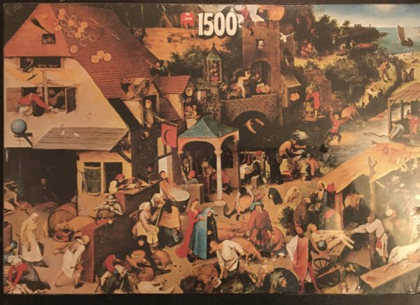 Image of the puzzle 1500, Jumbo, Dutch Proverbs, Pieter Bruegel the Elder, Factory Sealed, Picture of the box