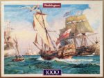 Image of the puzzle 1000, Waddingtons, Ships on the Line, by Leslie Arthur Wilcox, Sealed Bag, Picture of the box