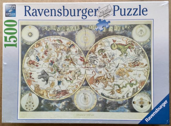Image of the puzzle 1500, Ravensburger, World Map of Fantastic Beasts, Frederick de Wit, Factory Sealed