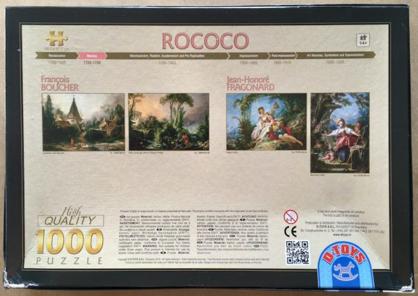 Image of the puzzle 1000, D-Toys, Happy Lovers, Jean-Honoré Fragonard, Sealed Bag, Picture of the base