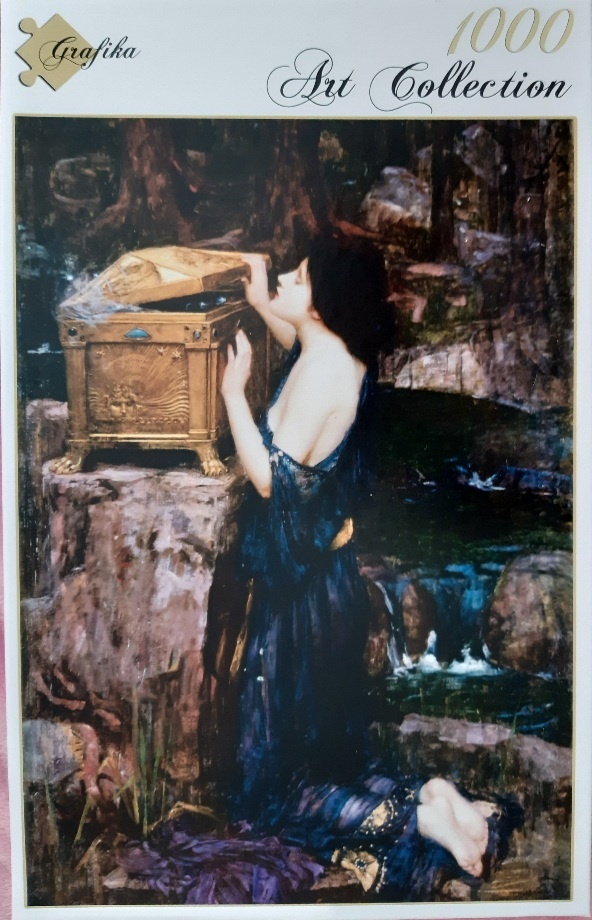 1000, Grafika, Pandora, John Willam Waterhouse, Sealed Bag Image of the puzzle 1000, Grafika, Pandora, John Willam Waterhouse, Picture of the box