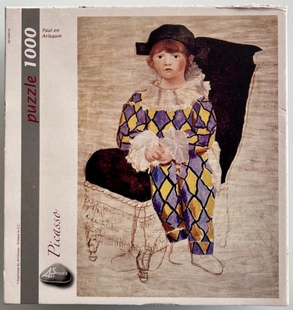 Image of the puzzle 1000, Art Stones, Paul as Harlequin, by Pablo Picasso, Sealed Bag, Picture of the box