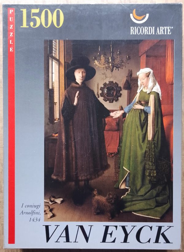 Image of the puzzle 1500, Ricordi, The Arnolfini Portrait, by Jan van Eyck, Complete, Picture of the box