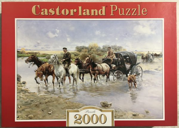 Image of the puzzle 2000, Castorland, The River Crossing, Alfred Wierusz-Kowalski, Factory Sealed, Picture of the box