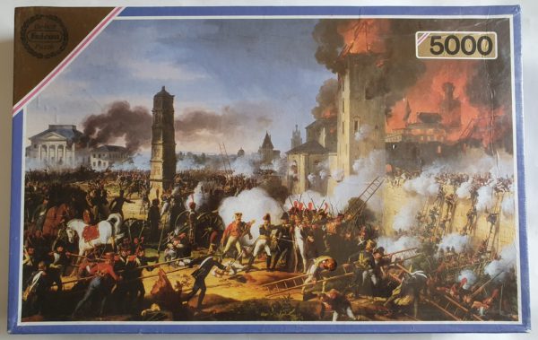 Image of the puzzle 5000, Falcon, The Attack and taking of Ratisbon, Charles ThƩvenin.. Picture of the box.