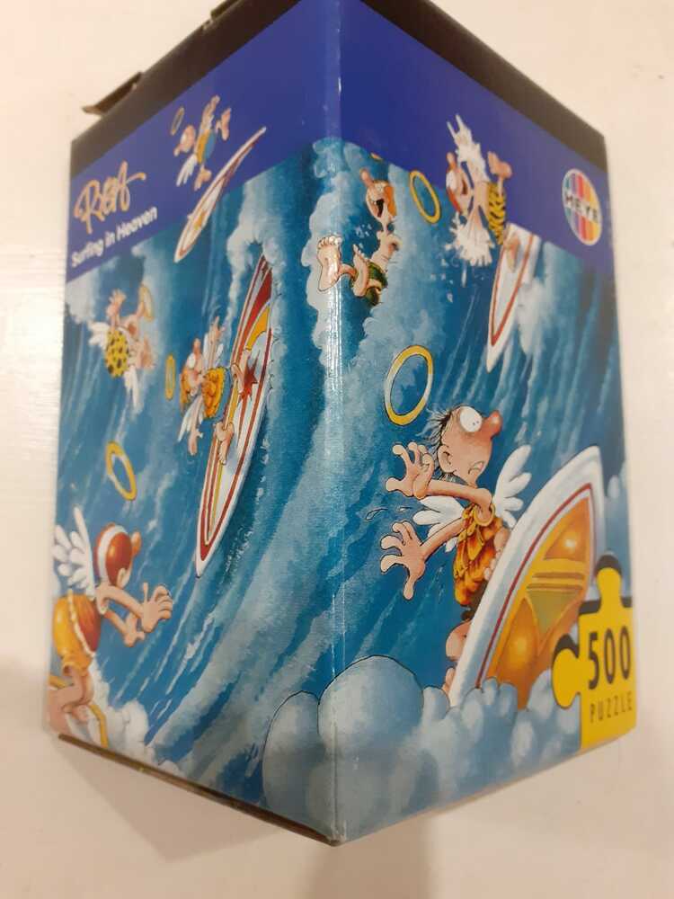 500, Heye, Surfing in heaven, Marino Degano. Listed by Vanesa. Image of the puzzle 500, Heye, Surfing in heaven, Marino Degano. Picture of the box.