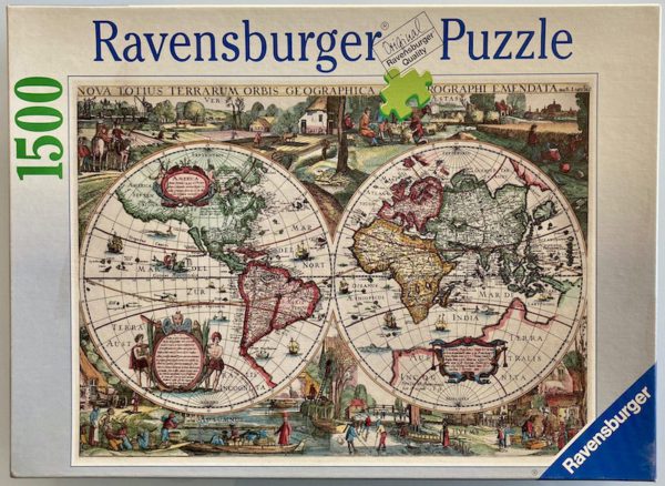 Image of the puzzle 1500, Ravensburger, Historic World Map 1636, by Pieter Verbiest, Sealed Bag, Picture of the box