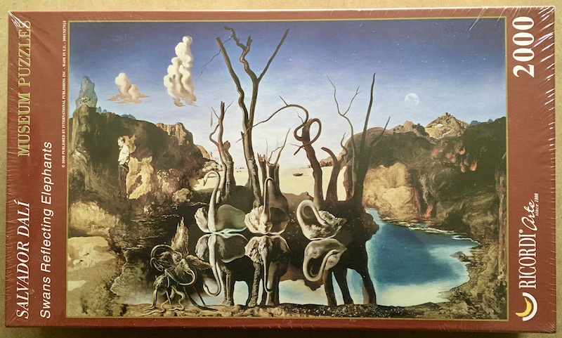 2000, Ricordi, Swans Reflecting Elephants, by Salvador Dalí, Factory Sealed Image of the puzzle 2000, Ricordi, Swans Reflecting Elephants, by Salvador Dalí