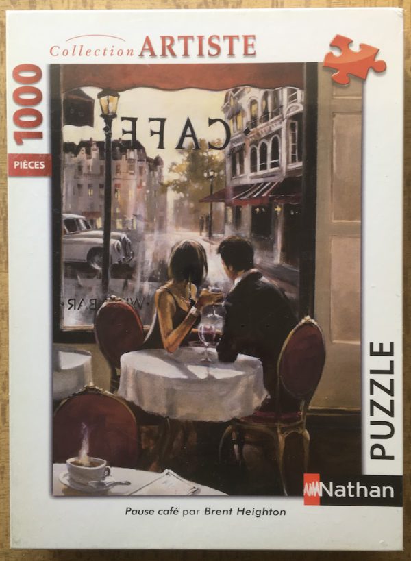 Image of the puzzle 1000, Nathan, Pause Café, by Brent Heighton, Factory Sealed, Picture of the box