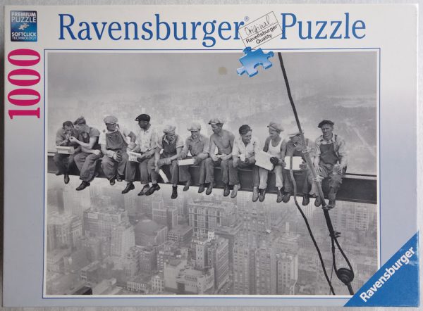 Image of the puzzle 1000, Ravensburger, Lunchtime, 1932, by Charles Clydes Ebbets, Sealed Bag, Picture of the box