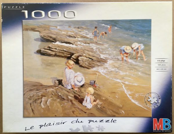Image of the puzzle 1000, MB, Beach Scene, John Haskins, Complete, Picture of the box
