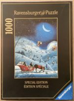Image of the puzzle 1000, Ravensburger, Moonlight Sleigh Ride, Catherine Perdreau, Complete, Picture of the box