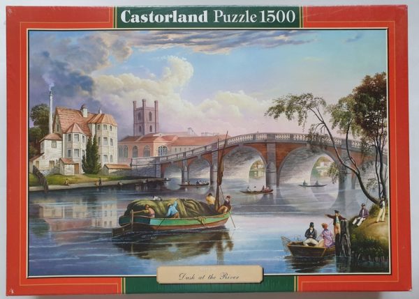 Image of the puzzle 1500, Castorland, Dusk at the River. Picture of the box.