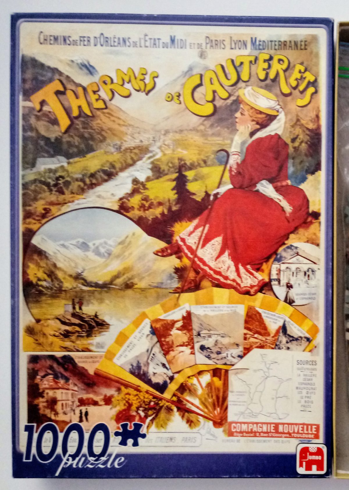Image of the puzzle 1000, Jumbo, Thermes de Cauterets. Picture of the box.