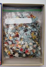 Image of the puzzle 1000, Jumbo, Thermes de Cauterets. Picture of a ziplock bag with pieces puzzle.