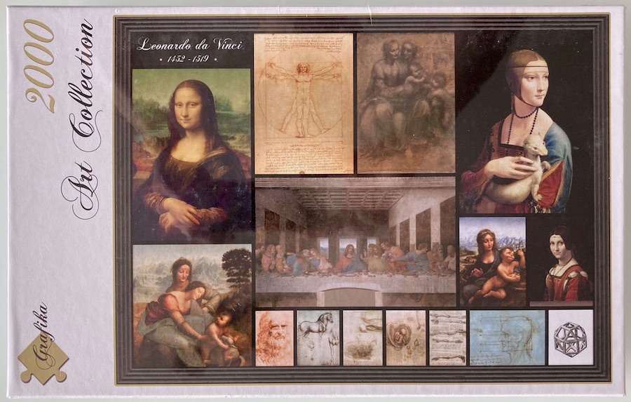 2000, Grafika, Leonardo da Vinci Collage, Factory Sealed, 2021-02-25 Image of the puzzle 2000, Grafika, Leonardo da Vinci Collage, Factory Sealed, Picture of the box