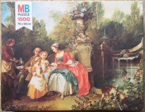Image of the puzzle 1500, MB, In the Garden, Nicolas Lancret, Incomplete, Picture of the box