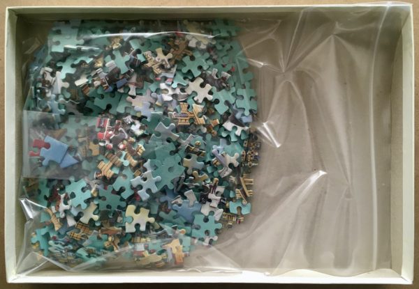 Image of the puzzle 500, Waddingtons, Piccadilly, London, Derek Braithwaite, Complete, Picture of the bag