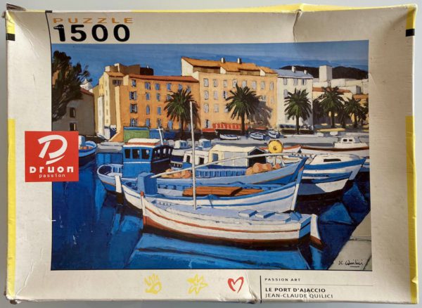 Image of the puzzle 1500, Druon, Le Port de Ajaccio, Jean-Claude Quilici, Sealed Bag, Picture of the box