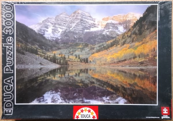 Image of the puzzle 3000, Educa, Maroon Bells, USA, Rodney Lough Jr., Factory Sealed, Picture of the box