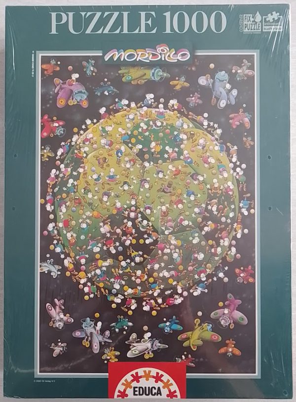Image of the puzzle 1000, Educa, Planet Football, by Guillermo Mordillo, Factory Sealed, Picture of the box