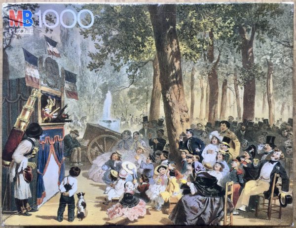 Image of the puzzle 1000, MB, Théâtre de Guignol aux Champs-Elysées, by Eugène Guéraud, Sealed Bag, Picture of the box