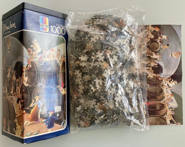 Image of the puzzle 1000, Heye, In Vino Veritas, Roger Blachon, Sealed Bag, Picture of the contents