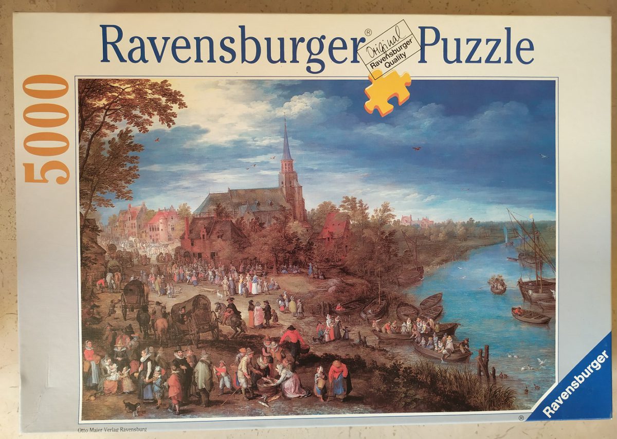 Estimated diamond Dynamics 5000, Ravensburger, A Village on the River, Jan Brueghel - Rare Puzzles