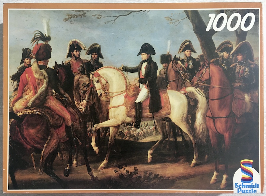 1000, Schmidt, 1000, Schmidt, Napoleon Giving Orders before the Battle of Austerlitz, by Carle Vernet, Complete, 2021-04-17 Image of the puzzle 1000, Schmidt, 1000, Schmidt, Napoleon Giving Orders before the Battle of Austerlitz, by Carle Vernet, Complete, Picture of the box
