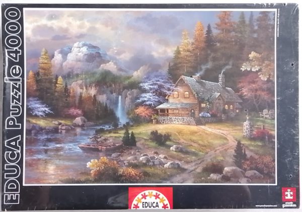 Image of the puzzle 4000, Educa, Mountain Hideaway, by James Lee, Factory Sealed, Picture of the box