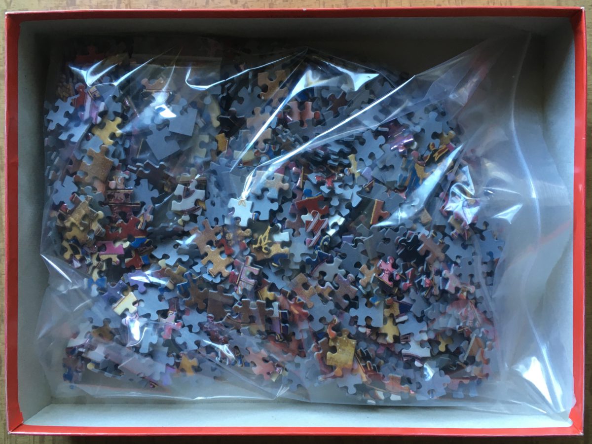 Image of the puzzle 1000, Jumbo, Devotion, Karl Bang, Complete, Picture of the bag