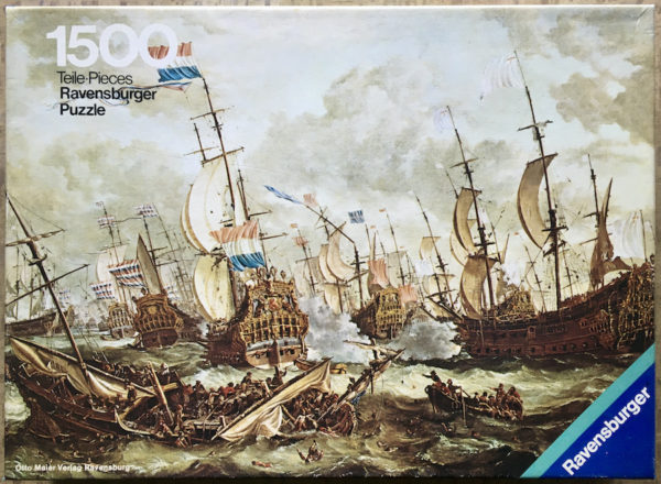 Image of the puzzle 1500, Ravensburger, The Four Days Battle, by Abraham Storck, Complete, Picture of the box