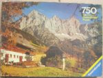 Image of the puzzle 750, Ravensburger, The Dachstein Mountains, Steiermark, PIcture of the box
