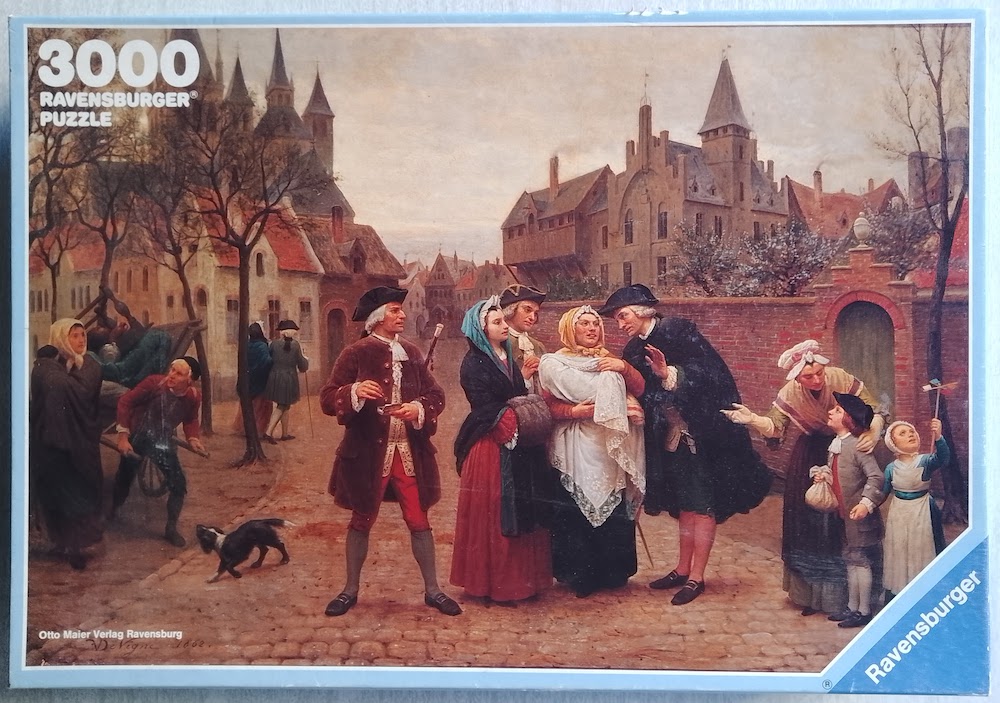 3000, Ravensburger, The Ceremony of Baptism, by Felix De Vigne, Complete, 2021-07-30 Image of the puzzle 3000, Ravensburger, The Ceremony of Baptism, by Felix De Vigne, Complete, Picture of the bag
