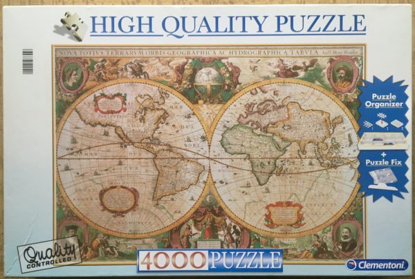 Image of the puzzle 4000, Clementoni, Old Map, by Henricus Hondius the Younger, Sealed Bag, Picture of the box
