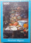 Image of the puzzle 1000, Puzzelman, Still Life with Fruit, Oysters and a Porcelain Bowl, by Abraham Mignon, Factory Sealed, Picture of the box