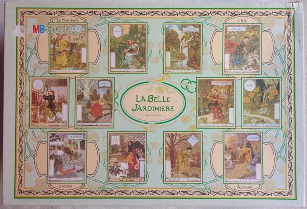 Image of the puzzle 6000, MB, The Beautiful Gardener, Calendar 1896, by Eugène Grasset, Sealed Bag, Listed by Barebrain, Sealed Bag, Picture of the box