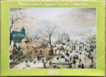 Image of the puzzle 1000, Puzzelman, Winter Landscape with Iceskaters, Avercamp, Complete, Picture of the box