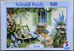 Image of the puzzle 500, Schmidt, Courtyard Garden, Peter Motz, Complete, Picture of the box