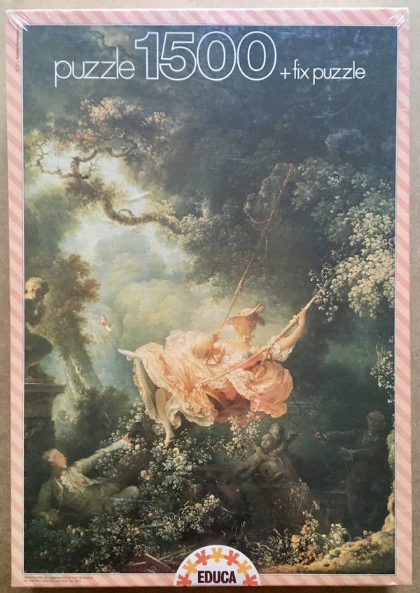 Image of the puzzle 1500, Educa, The Swing, Jean-Honoré Fragonard, Factory Sealed, Picture of the box