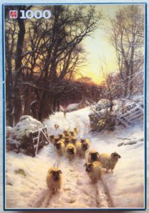Image of the puzzle 1000, Jumbo, Winter Sunset, Joseph Farquharson, Sealed Bag, Picture of the box