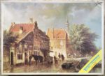 Image of the puzzle 480, Trim, The Raamgracht on Doelstraat in Haarlem, by Cornelis Springer, Complete, Picture of the box