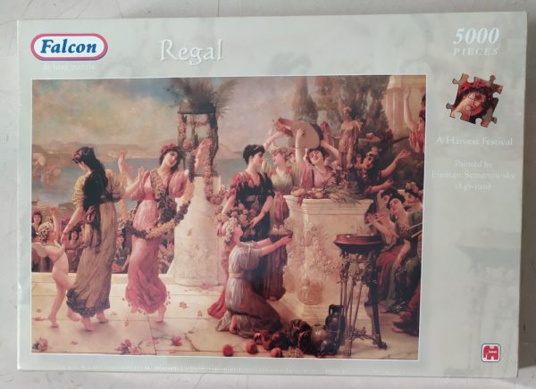 Image of the puzzle 5000, Falcon, A Harvest Festival, by Émile Eisman-Semenowsky, Factory Sealed, Picture of the box